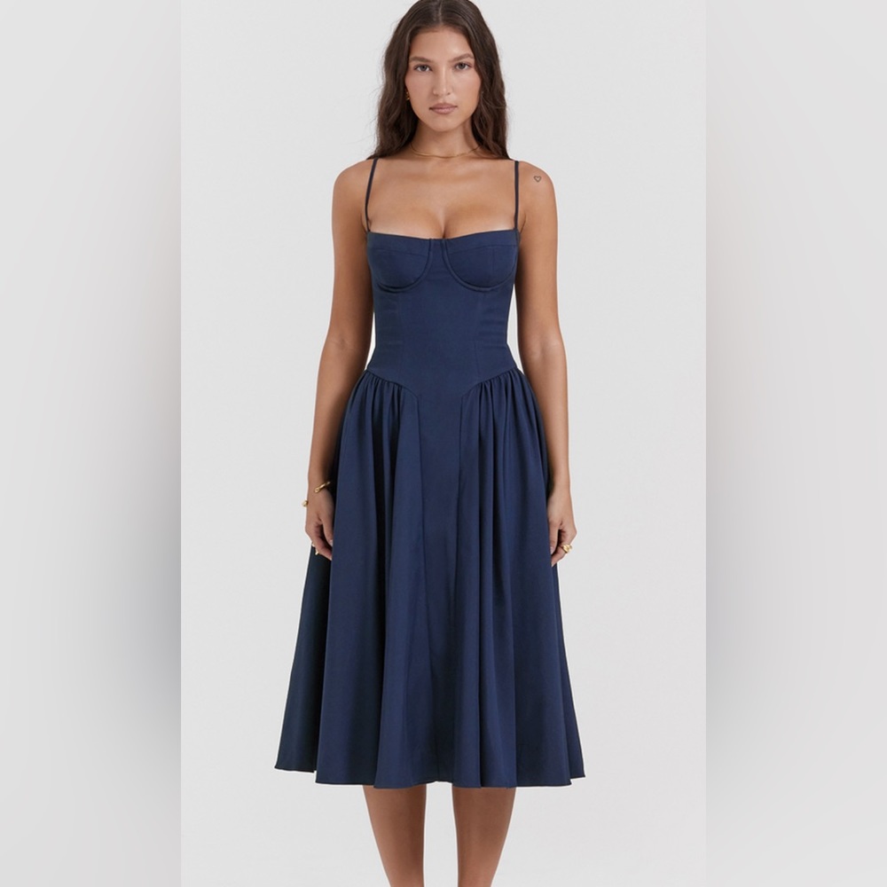 House of CB Samaria Corset Dress in Navy